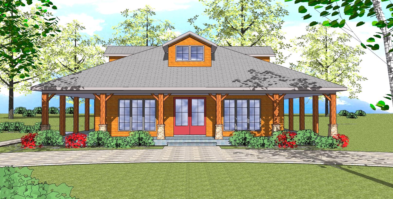 Front view of Southern home (ThePlanCollection: House Plan #155-1008)