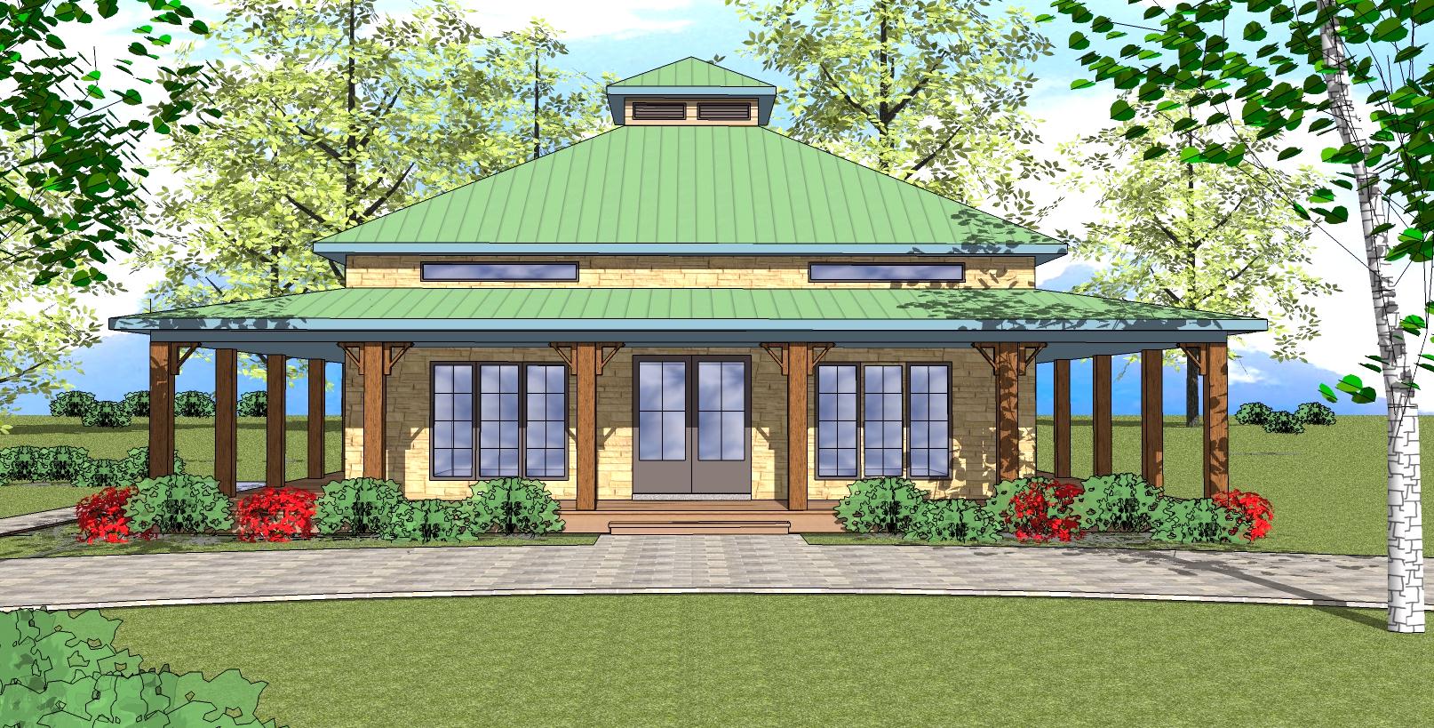 Front view of Southern home (ThePlanCollection: House Plan #155-1009)