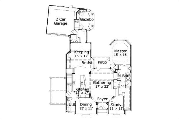 Floor Plan First Story of Country Plan #156-1003