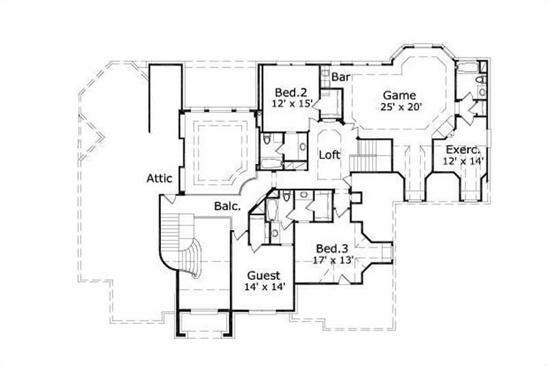 Floor Plan Second Story of Luxury Plan #156-1006
