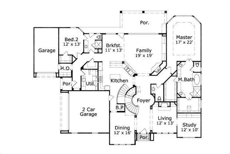 Floor Plan First Story of Luxury Plan #156-1012