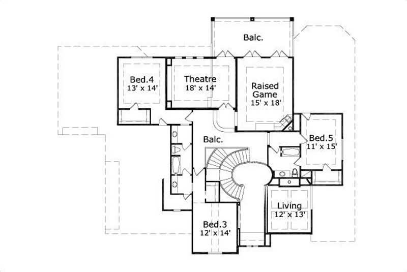 Floor Plan Second Story of Luxury Plan #156-1012