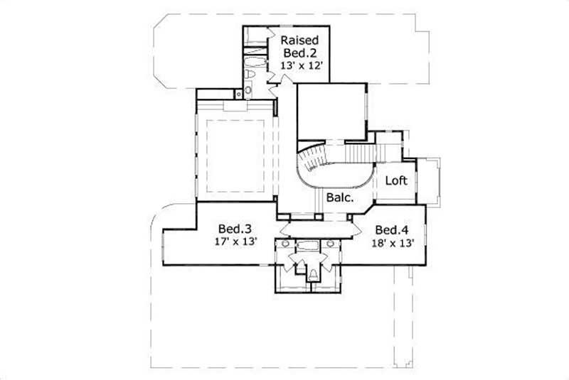 Floor Plan Second Story of Country Plan #156-1014