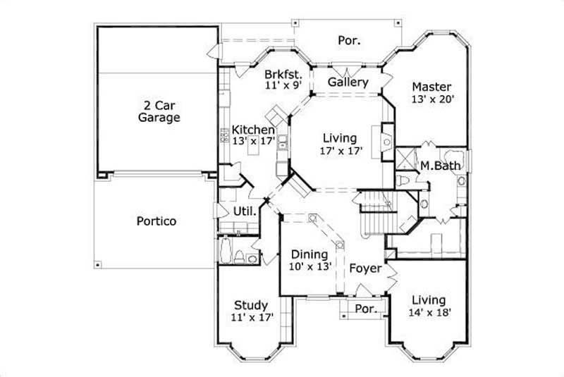 Floor Plan First Story of Luxury Plan #156-1016