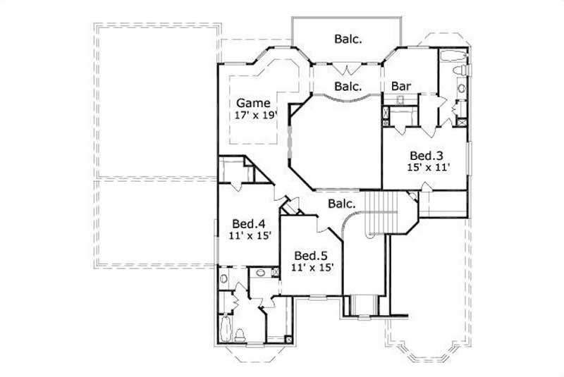 Floor Plan Second Story of Luxury Plan #156-1016
