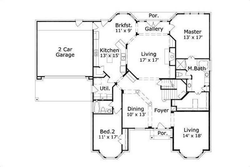 Floor Plan First Story of Luxury Plan #156-1024