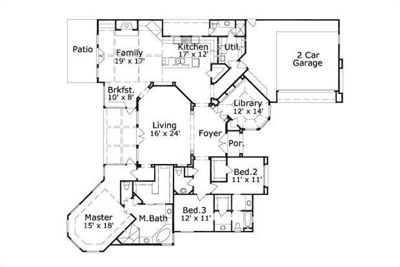 Floor Plan First Story of Plan #156-1025