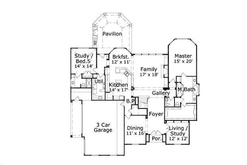 Floor Plan First Story of Mediterranean Plan #156-1026