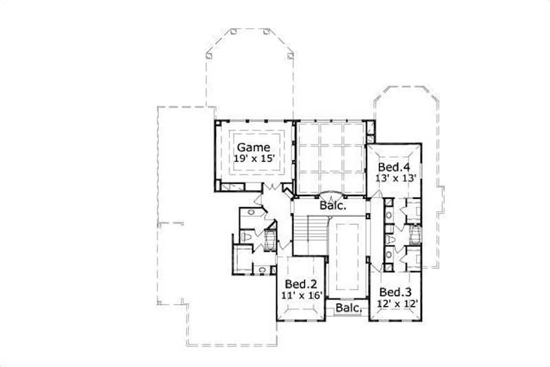Floor Plan Second Story of Mediterranean Plan #156-1026