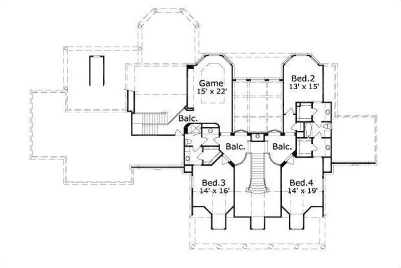 Floor Plan Second Story of Country Plan #156-1028