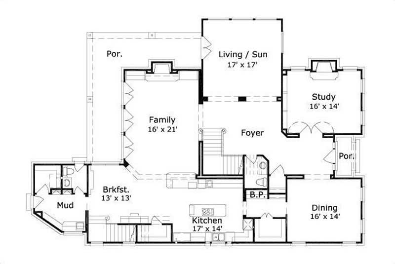 Floor Plan First Story of Luxury Plan #156-1032