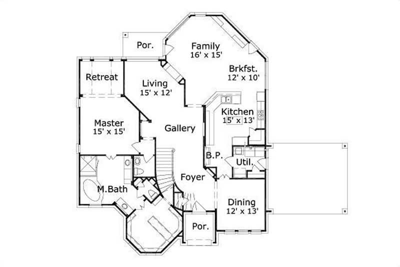 Floor Plan First Story of Luxury Plan #156-1033
