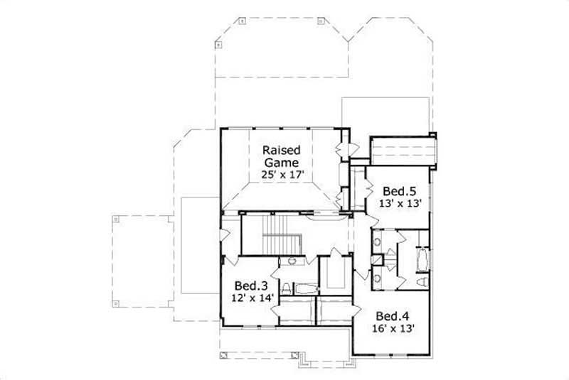 Floor Plan Second Story of Luxury Plan #156-1037