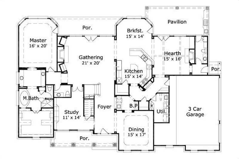 Floor Plan First Story of Luxury Plan #156-1039