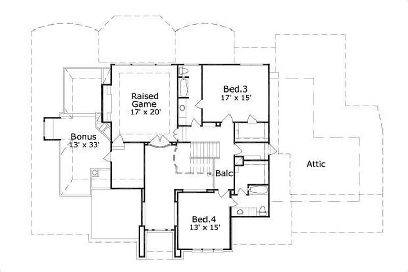 Floor Plan Second Story of Luxury Plan #156-1041