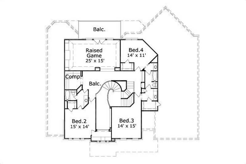 Floor Plan Second Story of Luxury Plan #156-1045