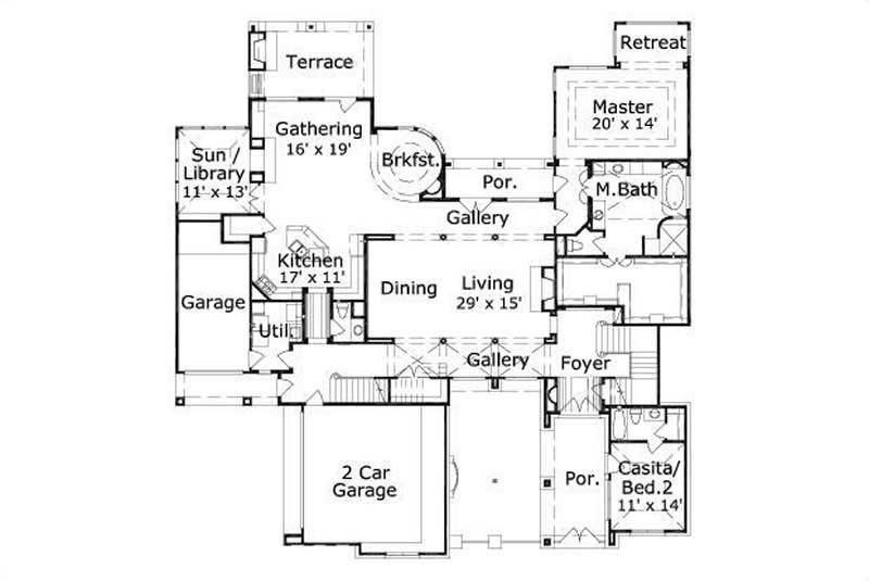 Floor Plan First Story of Luxury Plan #156-1046