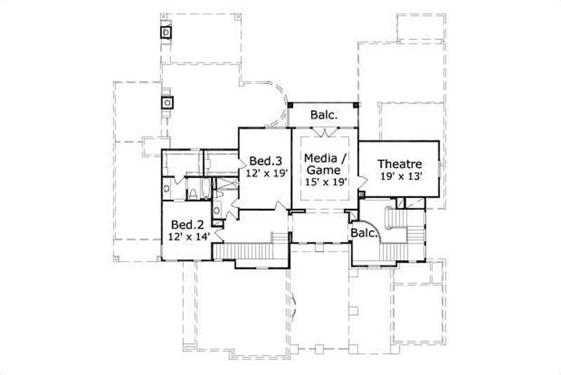 Floor Plan Second Story of Luxury Plan #156-1046