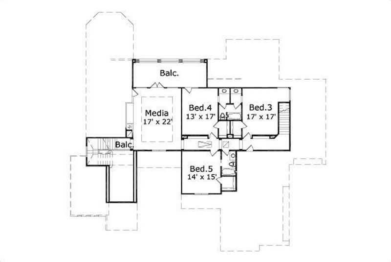 Floor Plan Second Story of Country Plan #156-1047