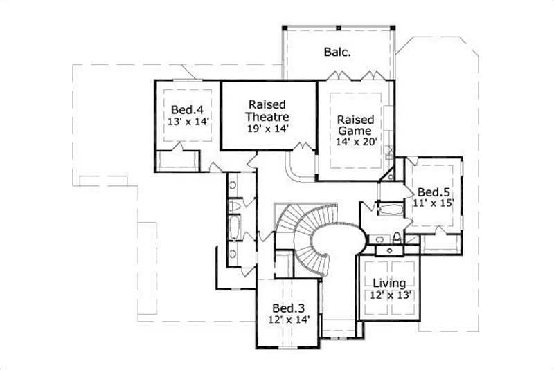 Floor Plan Second Story of Country Plan #156-1048