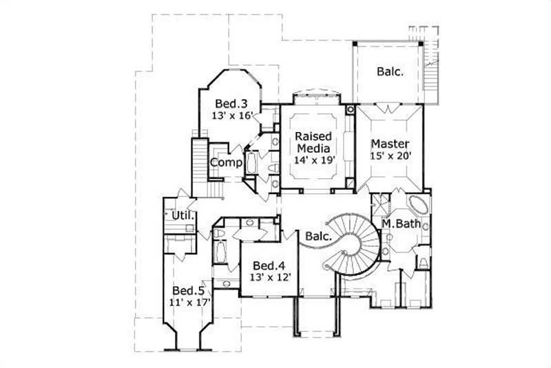 Floor Plan Second Story of Country Plan #156-1049