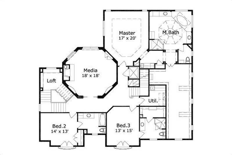 Floor Plan Second Story of Country Plan #156-1050