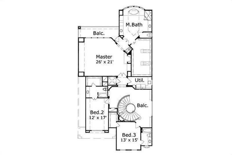 Floor Plan Second Story of Plan #156-1051