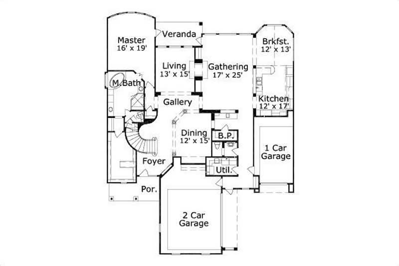 Floor Plan First Story of Plan #156-1055
