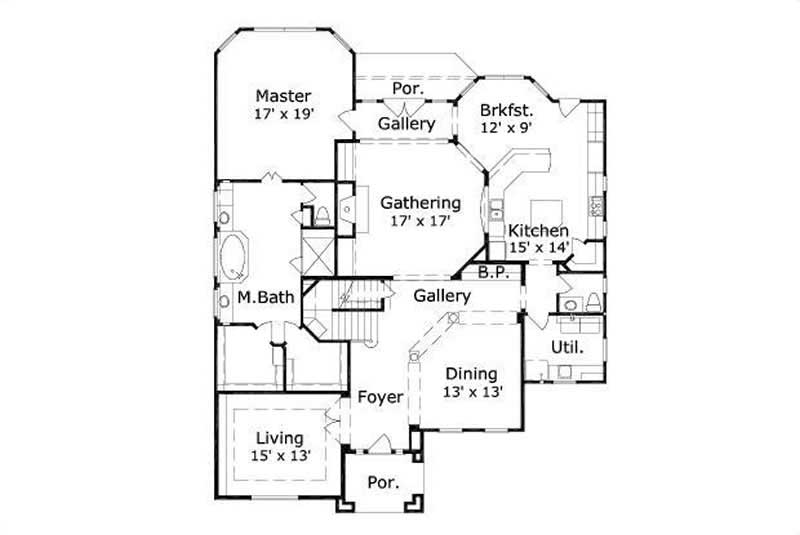 Floor Plan First Story of Luxury Plan #156-1060