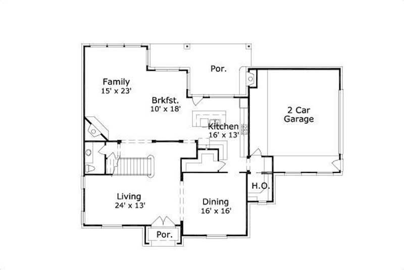 Floor Plan First Story of Luxury Plan #156-1068