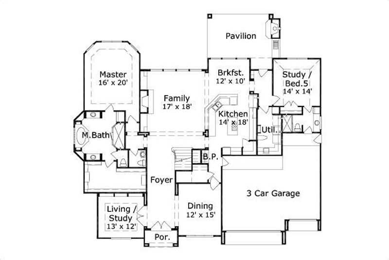 Floor Plan First Story of Mediterranean Plan #156-1070