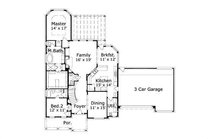 Floor Plan First Story of Country Plan #156-1071