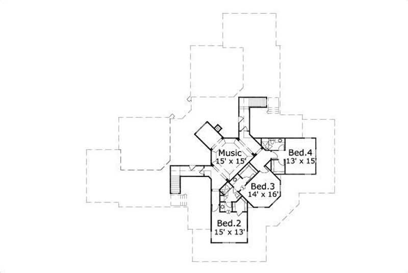 Floor Plan Second Story of Country Plan #156-1074