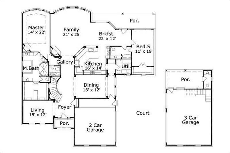 Floor Plan First Story of Luxury Plan #156-1076
