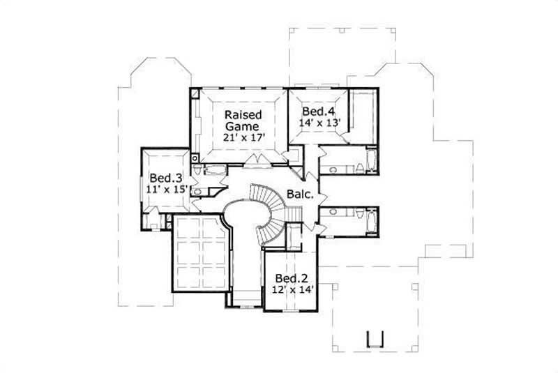 Floor Plan Second Story of Luxury Plan #156-1077