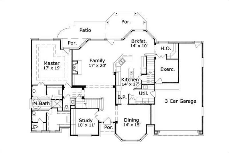 Floor Plan First Story of Luxury Plan #156-1078