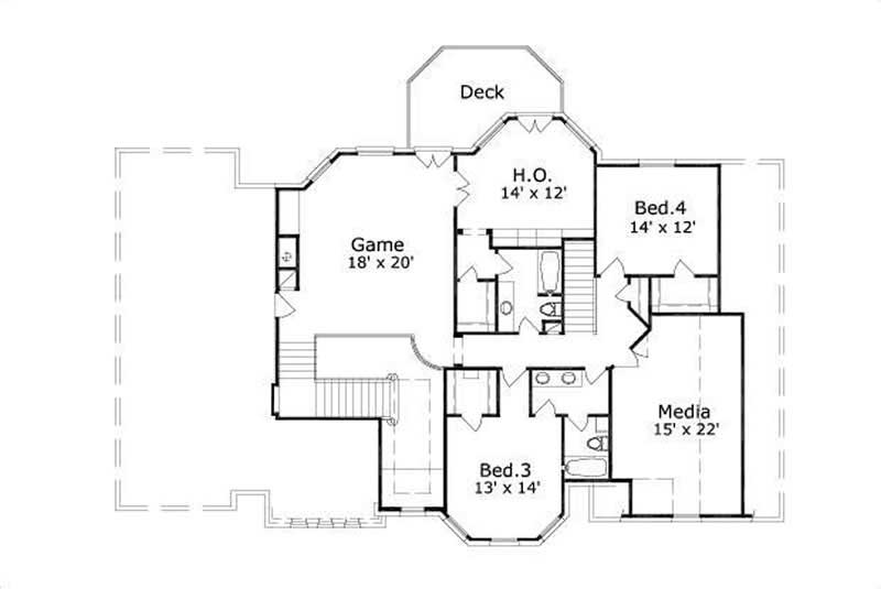 Floor Plan Second Story of Luxury Plan #156-1078