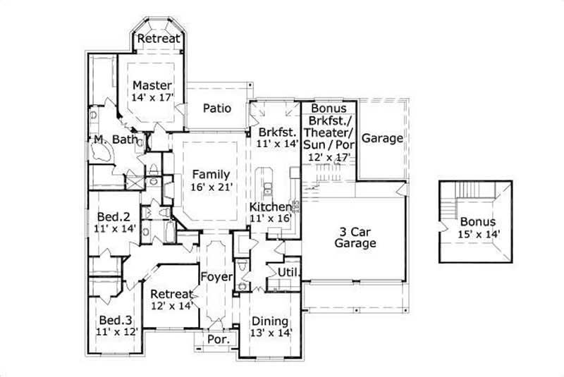 Floor Plan First Story of Ranch Plan #156-1084