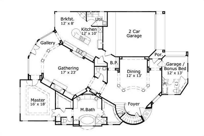Floor Plan First Story of Plan #156-1085