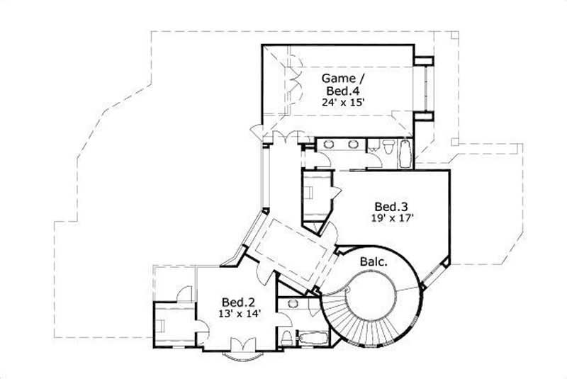 Floor Plan Second Story of Plan #156-1085