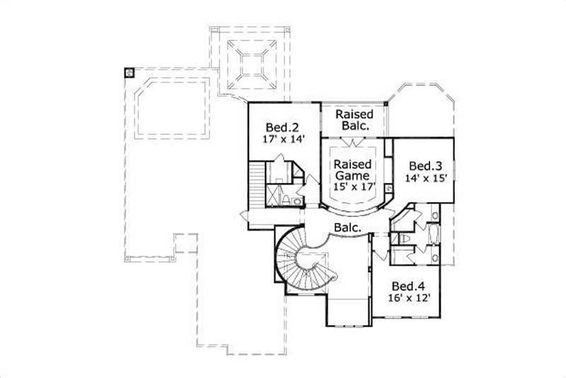 Floor Plan Second Story of Mediterranean Plan #156-1090