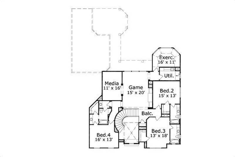 Floor Plan Second Story of Country Plan #156-1093