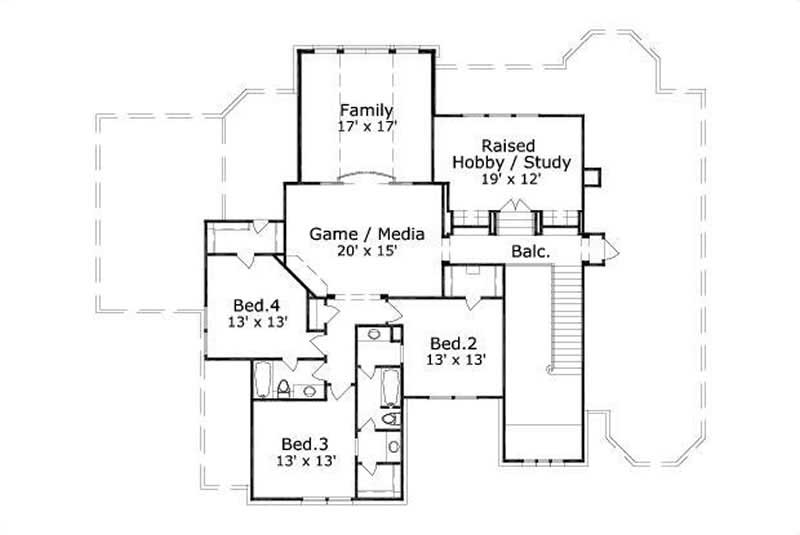 Floor Plan Second Story of Luxury Plan #156-1094