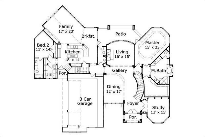 Floor Plan First Story of Plan #156-1102