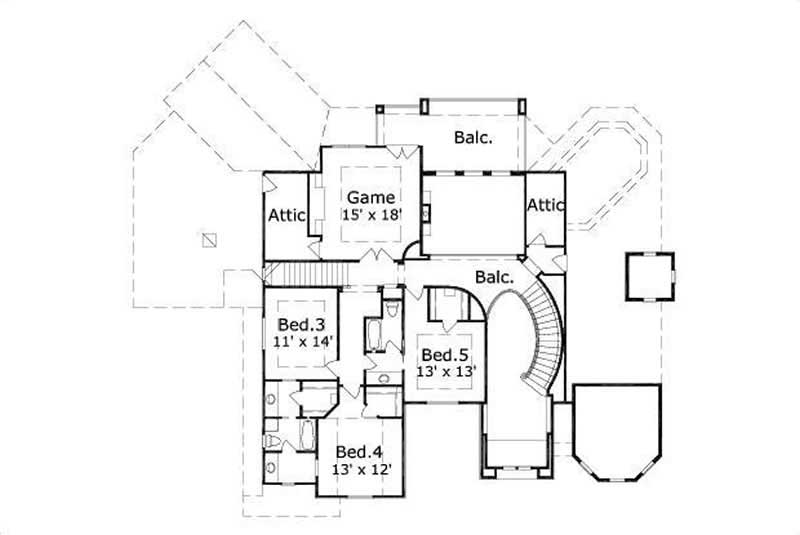 Floor Plan Second Story of Plan #156-1102