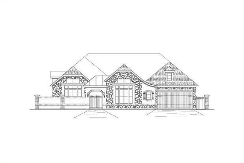 Front elevation of Tuscan home (ThePlanCollection: House Plan #156-1107)