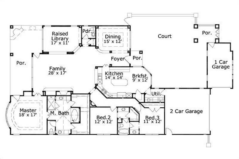 Floor Plan First Story of Mediterranean Plan #156-1111