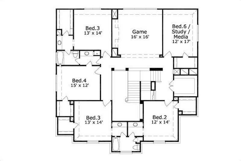 Floor Plan Second Story of Country Plan #156-1114