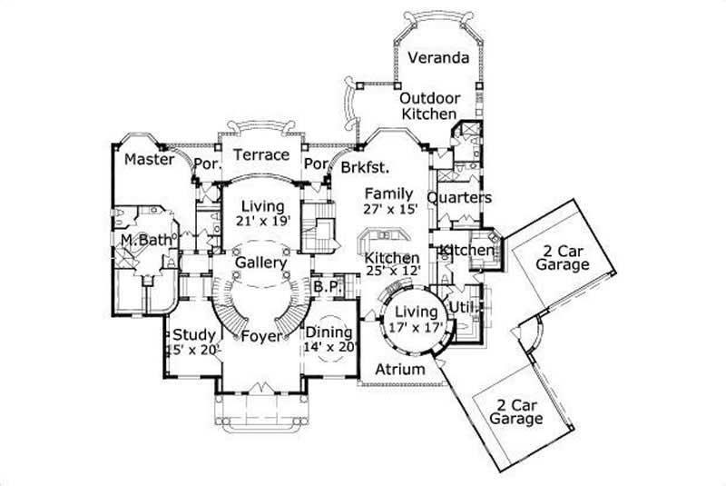 Floor Plan First Story of Luxury Plan #156-1116