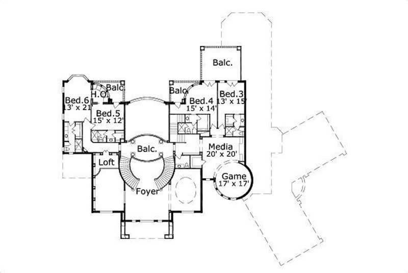 Floor Plan Second Story of Luxury Plan #156-1116